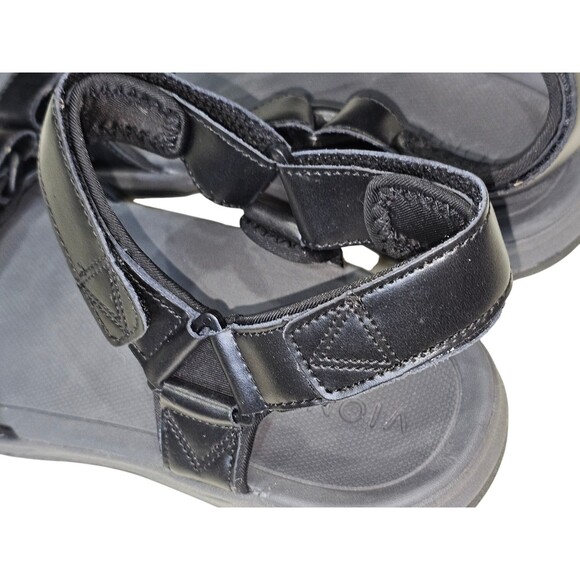 Vionic Men\'s Size 9 Canoe Leo Black Leather Straps Sport Sandals Comfort Shoe